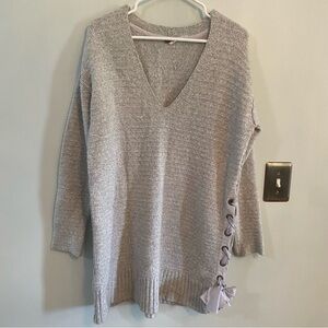 Free People Heart It Laces grey Oversized Sweater XS